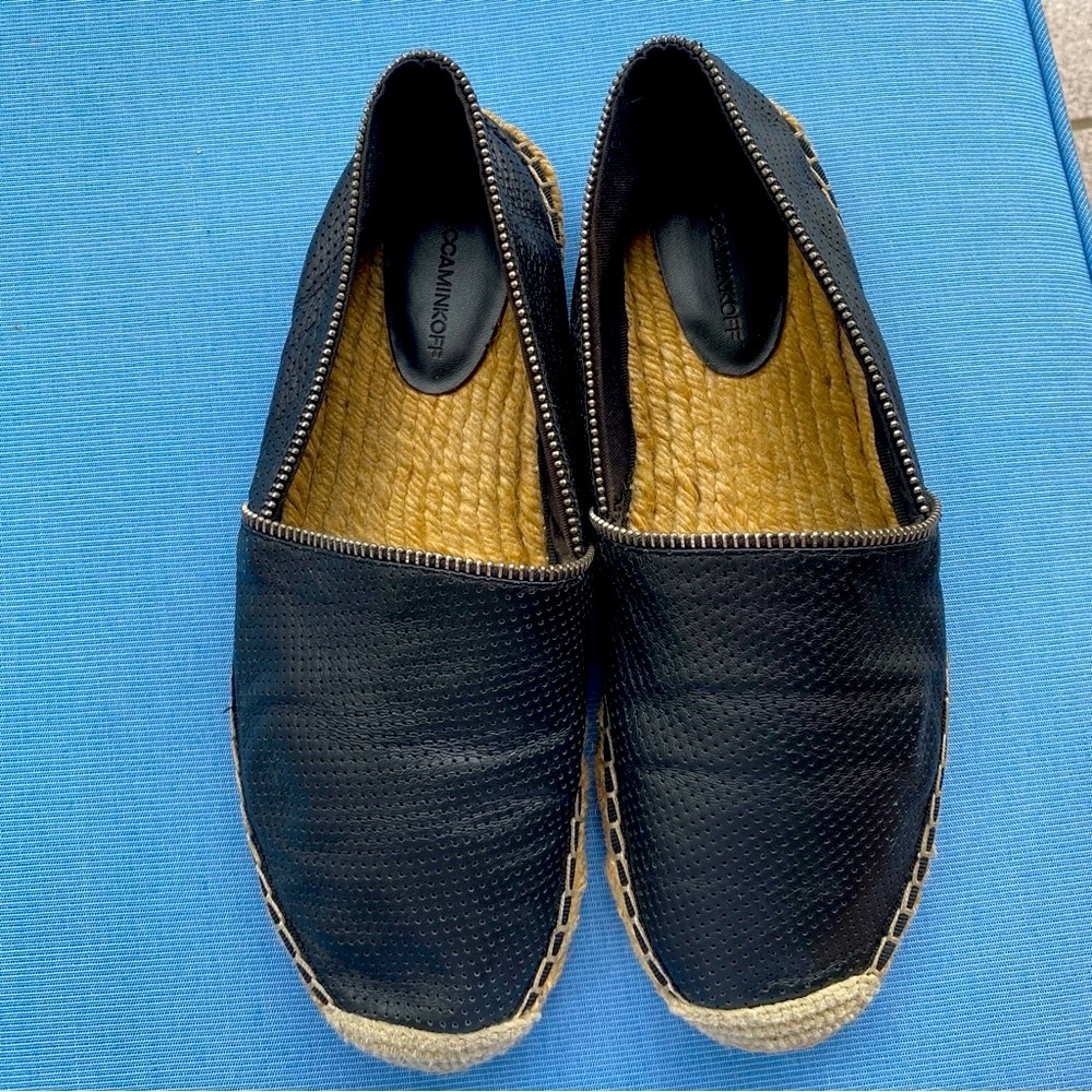 Rebecca Minkoff Gabi Size 10 Black Perforated Leather Espadrille Excellent Cond